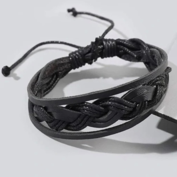 Jewelry - LAST ONE Black Leather Boho Bracelet